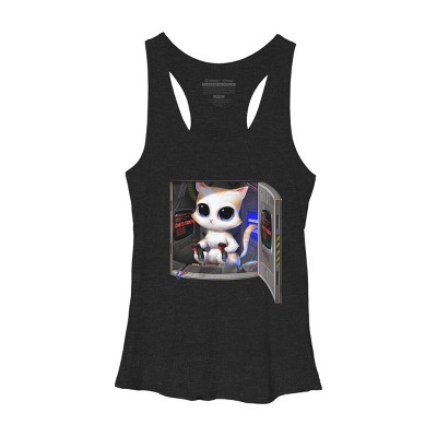 Women's Design By Humans Cat Piloted Cyborg By andremullerdko Racerback Tank Top