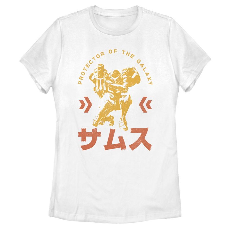 Women's Nintendo Metroid Samus Protector of the Universe Kanji T-Shirt, 1 of 5