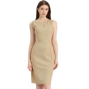 INSPIRE CHIC Women's V Neck Office Sleeveless Bodycon Midi Pencil Dress - 1 of 4