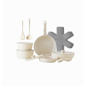 Itopfox Ceramic Pots and Pans Set, Nonstick Kitchen Cookware with Detachable Handle, Non Toxic 16pcs, PFAS PFOA & PTFE Free, RV Ceramic Cookware - 1 of 4