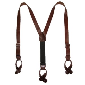 CTM Men's Coated Leather Button-End Y-Back Suspender with Bachelor Buttons - 1 of 4