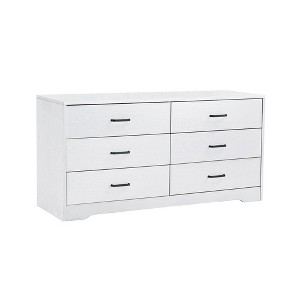 6 Drawer Double Dresser Wood Tower Clothes Organizer Wide Chest Of 6 Drawers Storage Cabinet For Bedroom Hallway Entryway - 1 of 4