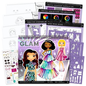 Fashion Angels Glam Fashion Design Sketch Set - Pad, Stencils, Stickers, Kids 6+ - 1 of 4