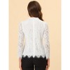 Allegra K Women's Lace Long Sleeve Keyhole Back Ruffle Neck Floral Blouse - 4 of 4