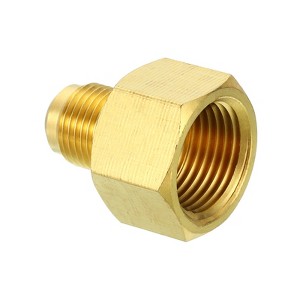 Unique Bargains Fit Air Gas Line Refrigeration Brass SAE 45 Degree Flare Plumbing Connectors - 1 of 4