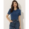 Allegra K Women's Office Short Sleeve Peter Pan Collar Button Down Shirt - 2 of 4
