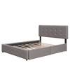 Upholstered Platform Bed with 2 Drawers and 1 Twin XL Trundle  Linen Fabric Queen Size - Dark Beige - 3 of 4