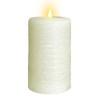 LumiPur 3.5"x7" Signature Natural Glow Flickering Flameless LED Wax Pillar Candle Linen White - 3 of 4