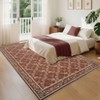 Modern Boho Farmhouse Bedroom Living Room Rugs, Floral Leaf Print Non Slip Throw Carpet for Dining Room Kitchen Office - 4 of 4