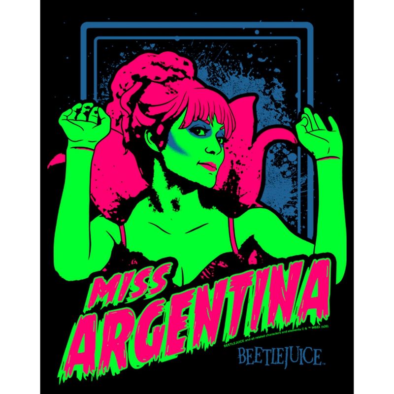 Men's Beetlejuice Neon Miss Argentina T-Shirt, 2 of 6