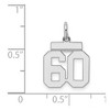 Black Bow Jewelry Sterling Silver, Athletic Collection, Small Polished Number 60 Pendant - 4 of 4