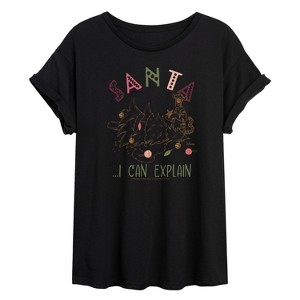 Women's - Winnie the Pooh - Christmas Tigger - Santa, I Can Explain Oversized Graphic T-Shirt - 1 of 4