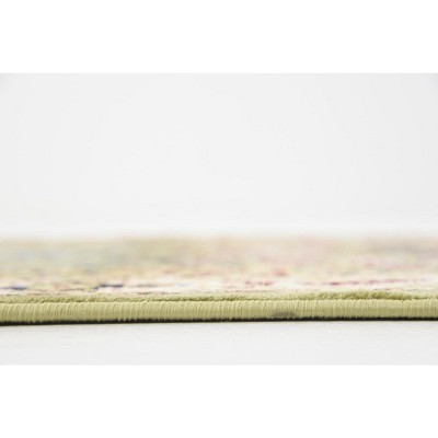Green and Beige Rectangular Synthetic Persian-Style Area Rug
