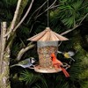 SEVOBAL Pet Bowl Vintage Bronze Bird Feeder with Petal Roof, Garden Wildlife Feeding Station for Bird Lovers, Brown, 8.27"*8.27"*5.51" - 4 of 4