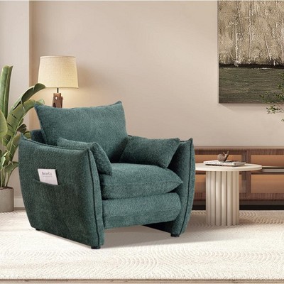 Dolonm Sharp-Angle Chair Chenille Modern Accent Seat, Ergonomic Design Easy Assembly for Living Room Bedroom Office