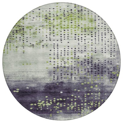Artichoke Green And Purple Geometric Washable Indoor Outdoor Area Rug
