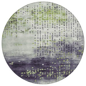 Artichoke Green And Purple Geometric Washable Indoor Outdoor Area Rug - 1 of 4