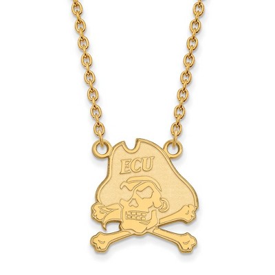 Black Bow Jewelry 10k Yellow Gold East Carolina Pirates NCAA Necklace 18 Inch
