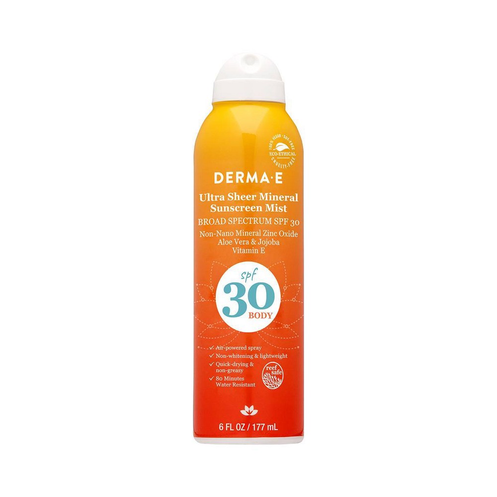 Photos - Cream / Lotion Derma E Ultra Sheer Mineral Body Sunscreen Mist - SPF 30 - 6 fl oz 