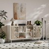 SEVOBAL Utility Storage Cabinets Mid Century Rustic Sliding Door Sideboard with Ample Storage for Living Room Kitchen, White, 58.66"*15.75"*28.62" - 4 of 4