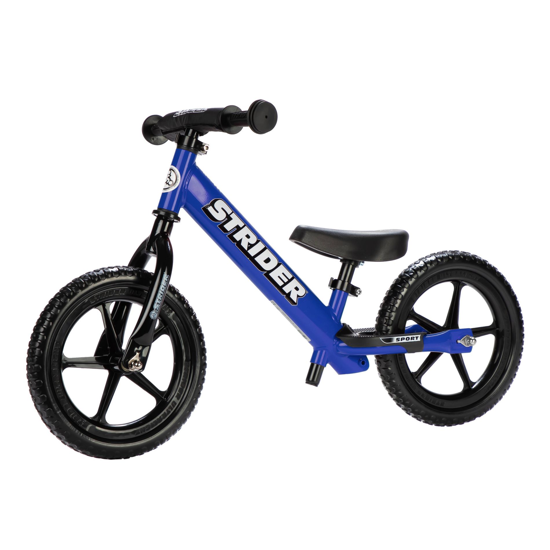 Strider Sport 12" Kids' Balance Bike - Blue: Adjustable Handlebar & Seat, Steel Frame