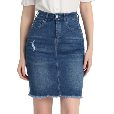 Denim skirt ripped hem hotsell