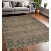 Brown Dark Gray And Dark Turquoise Oriental Hand Woven Area Rug With Fringe - 2 of 4