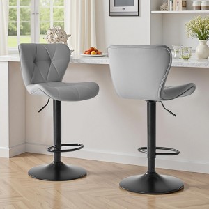 Kumasinova Modern Bar Stools Set of 2,Adjustable Height Faux Leather Swivel Bar Chairs with Footstool,Counter Height Stool for Kitchen,Office,Bar - 1 of 4