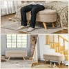 Airsurfer Storage Ottoman Bench, 43.3" Teddy Fleece Upholstered End of Bed Bench with Wood Legs and Padded Seat, Oval Modern Entryway Bench, Beige - 3 of 4