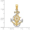 Black Bow Jewelry 14k Yellow Gold & White Rhodium Anchor, Ship's Wheel & Rope Pendant - 4 of 4