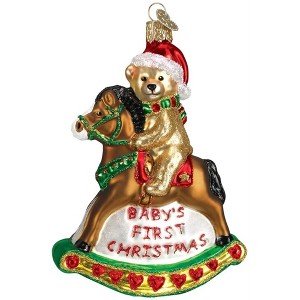 Old World Christmas Blown Glass Ornament for Christmas Tree, Baby's First Christmas Rocking Horse - 1 of 3