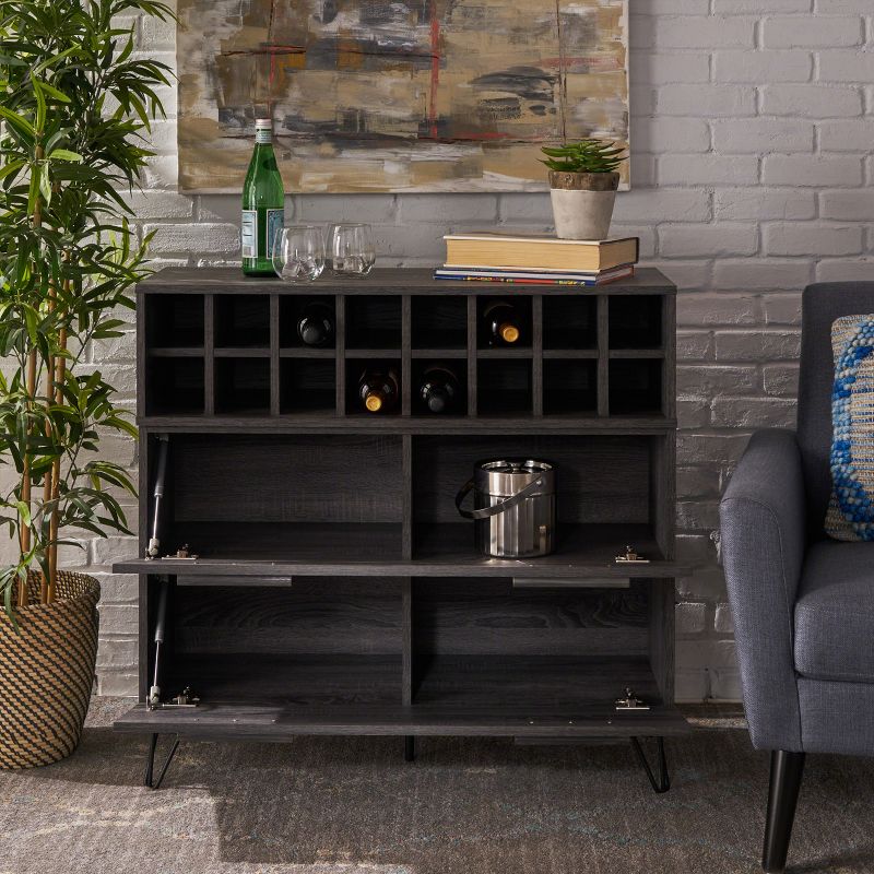 Amelia Mid Century Wine and Bar Cabinet Sonoma Gray Oak - Christopher Knight Home, 3 of 6