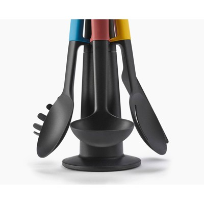 Multicolor Silicone and Nylon 6-Piece Kitchen Utensil Set with Rotating Stand