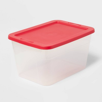 56qt Non-Latching Storage Bin Red with Green Lid - Brightroom™