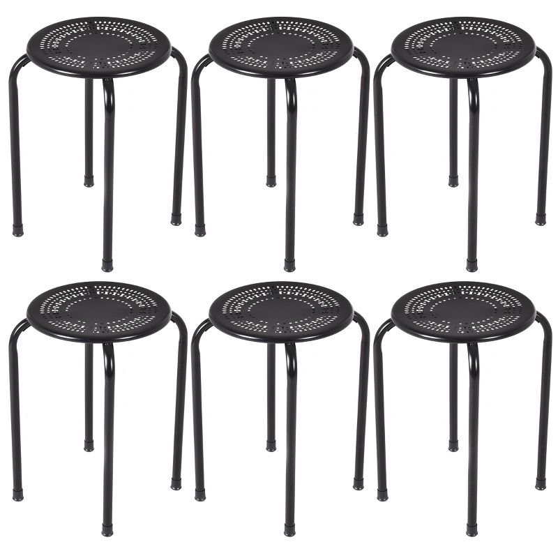 Tangkula Set of 6 Stackable Stools Metal Chair Dining Set w/ Round Top, 2 of 11