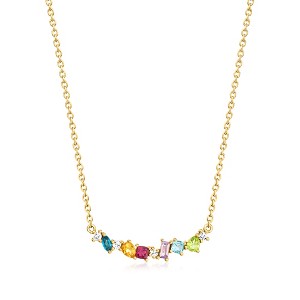 Ross-Simons 0.69 ct. t.w. Multi-Gemstone and .12 ct. t.w. Lab-Grown Diamond Necklace in 18kt Gold Over Sterling Size 18 - 1 of 3