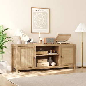 Farmhouse TV Stand, TV Entertainment Center with Doors Adjustable Shelves, Modern TV Media Console for Living Room, Bedroom, Oak - 1 of 4
