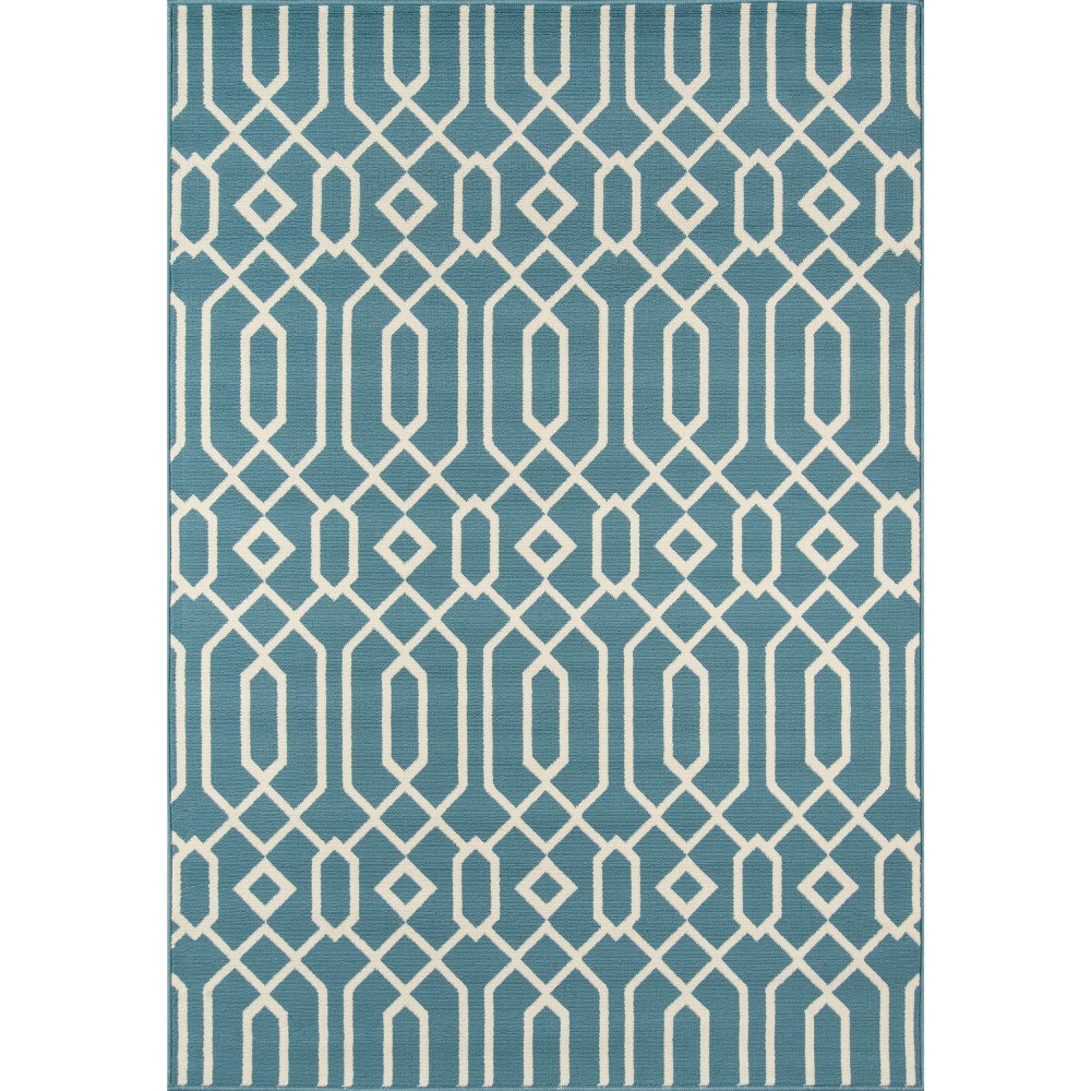 7'10inx10'10in Indoor/Outdoor Lattice Area Rug Blue