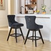 Lyngins 360° Swivel Counter Height Bar Stool Set of 2, Dining Chairs with Solid Rubber Wood Legs, Bar Stools with Button Tufted, Leisure Bar Chairs - 3 of 4