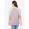 Woman Within Women's Plus Size Elbow Sleeve V-Neck Baseball Tee - 3 of 4