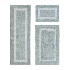 Hotel Bath Rug 100% Premium Cotton Tufted Weave Two Tone Reversible 3 Piece Bathroom Rug Set, Super Soft & Water Absorbent, Machine Washable Bathmat - 1 of 4