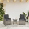 vidaXL Reclining Patio Chairs Set of 2 - Poly Rattan Gray Adjustable Outdoor Furniture for Garden & Deck with Cushions - 4 of 4
