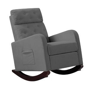 Dexmalle Nursery Rocking Chair with Rubber Wood Legs and Side Pocket - 1 of 4