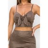 Slickblue Snake Print Crop Top & Leggings, Tie Front & High Waist, 2 Piece Set, Casual, Mocha/Sage, Size S-L - 2 of 4