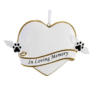 Polarx 3.25 In Pets R.I.P. Memorial Christmas Tree Ornament , Bereavement Angle Wings Paw Prints (1PC) - 1 of 4