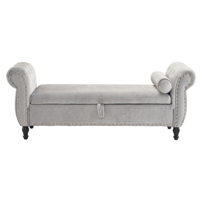 Christopher Knight Home Xanthia Velvet Multifuntional Storage Ottoman Bench with Pillow