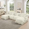 Mid-Century U-Shape Sectional Sofa with Ottomans, 4-Seat Sofa with Flared Arms and Removable Skirts, Chenille Couch with Cushion-Coolbibila - 2 of 4