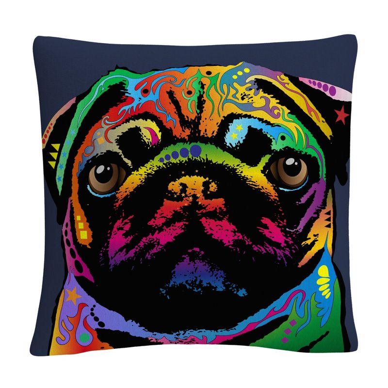 Trademark Fine Art - Michael Tompsett 'Pug Dog' 16 x 16 Decorative Throw Pillow, 1 of 5