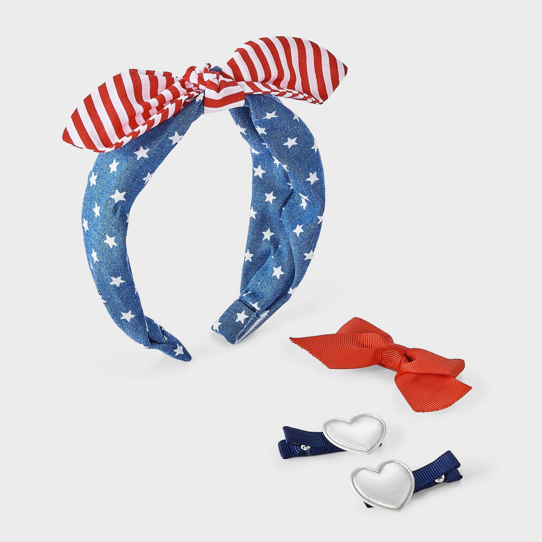 Toddler Girls' Americana 4pk Stars & Striped Headband Clip Set - Cat & Jack™ Red/White/Blue