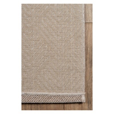Beige Geometric Tufted Indoor/Outdoor Runner Rug